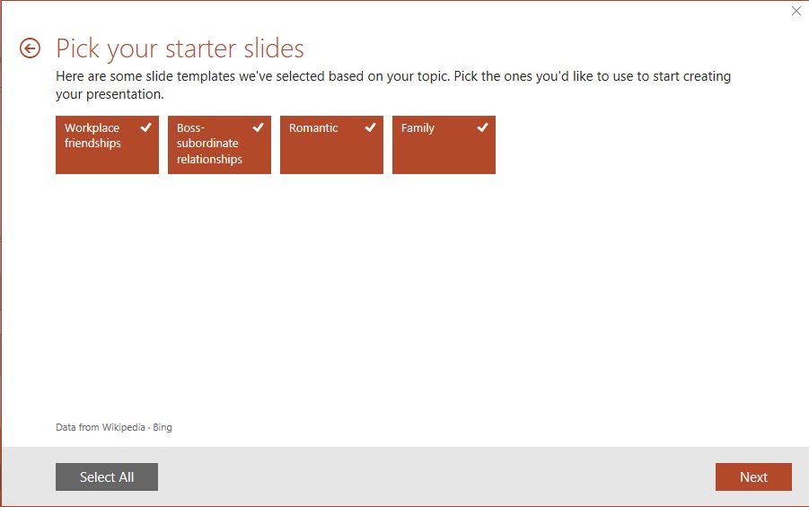 PowerPoint QuickStarter Pick starter slides